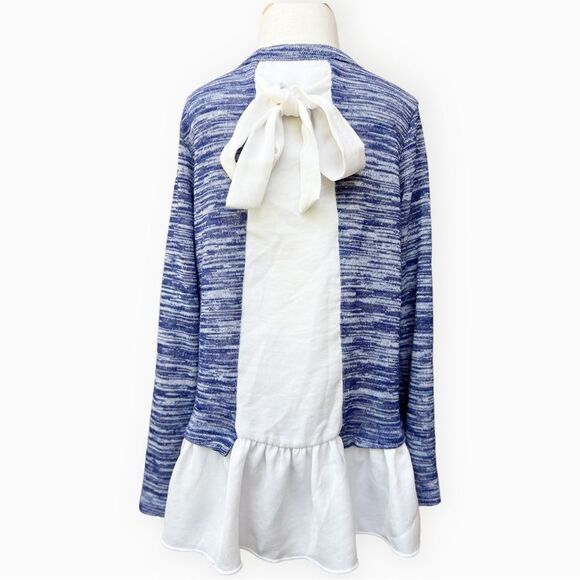 Lily Bleu Girls Kids Long Sleeve Ruffle Hem Blue Bow Back Sequin Shirt. 6. - Picture 4 of 8